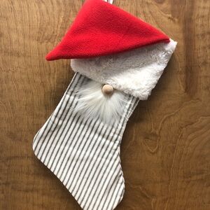 Gnome Stocking Christmas Red Green Gift Classic Train Stripes Santa Xmas